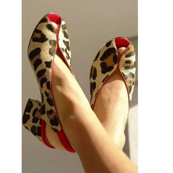 Leopard Print Heels - Leopard Print Peep Toe Slingback Women's