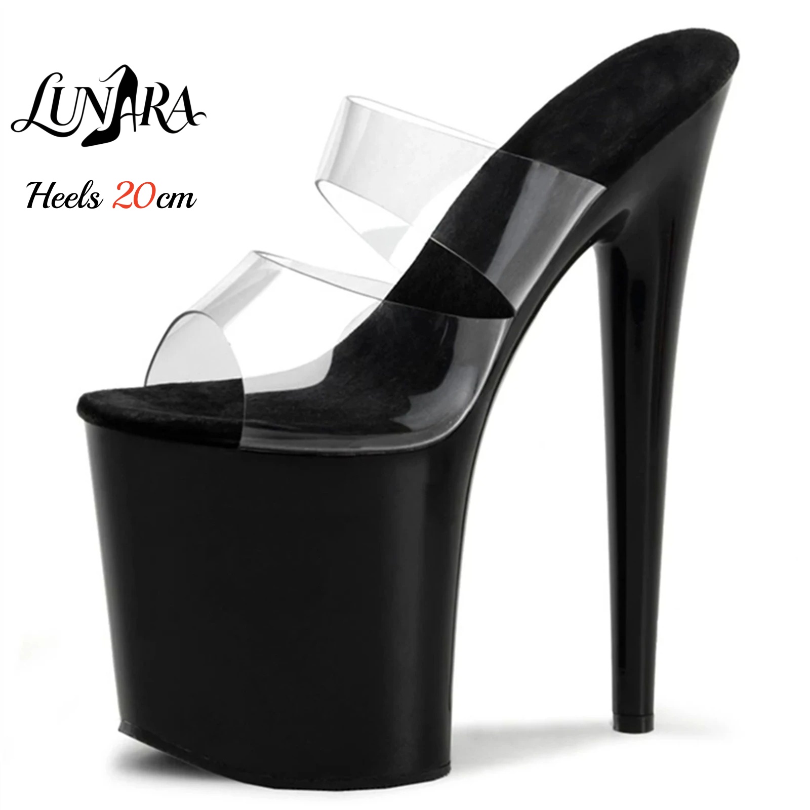 Leopard Print Heels - 20cm Clear PVC Strappy Ultra High