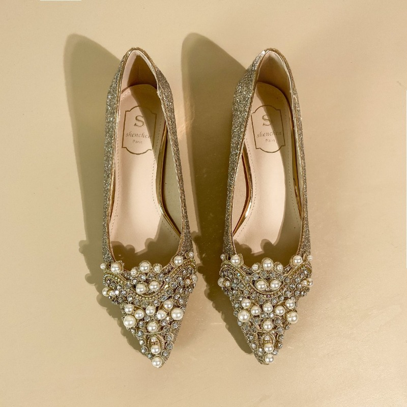 Women'S Shoes Non Slip - High-end Rhinestone Block Heel Single Shoes
