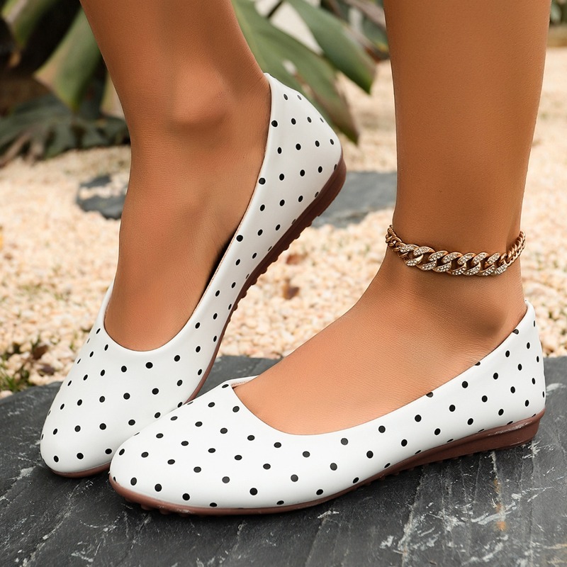 Ladies White Polka Dot Flats R - Loafer Flat Women recension och pris