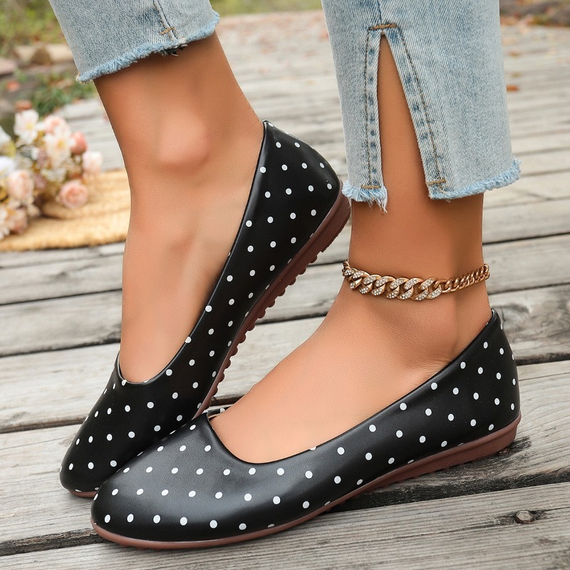 Ladies White Polka Dot Flats R - Loafer Flat Women recension och pris