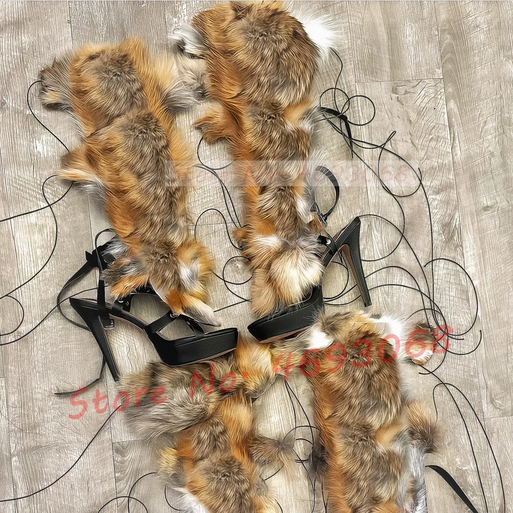 Real Fur Wrap Cross Tied Platf - Leopard Print Heels recension och pris