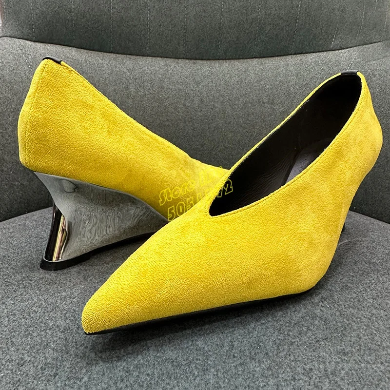 Yellow Suede Slip On Pumps Wed - Women'S Shoes Burgundy recension och pris