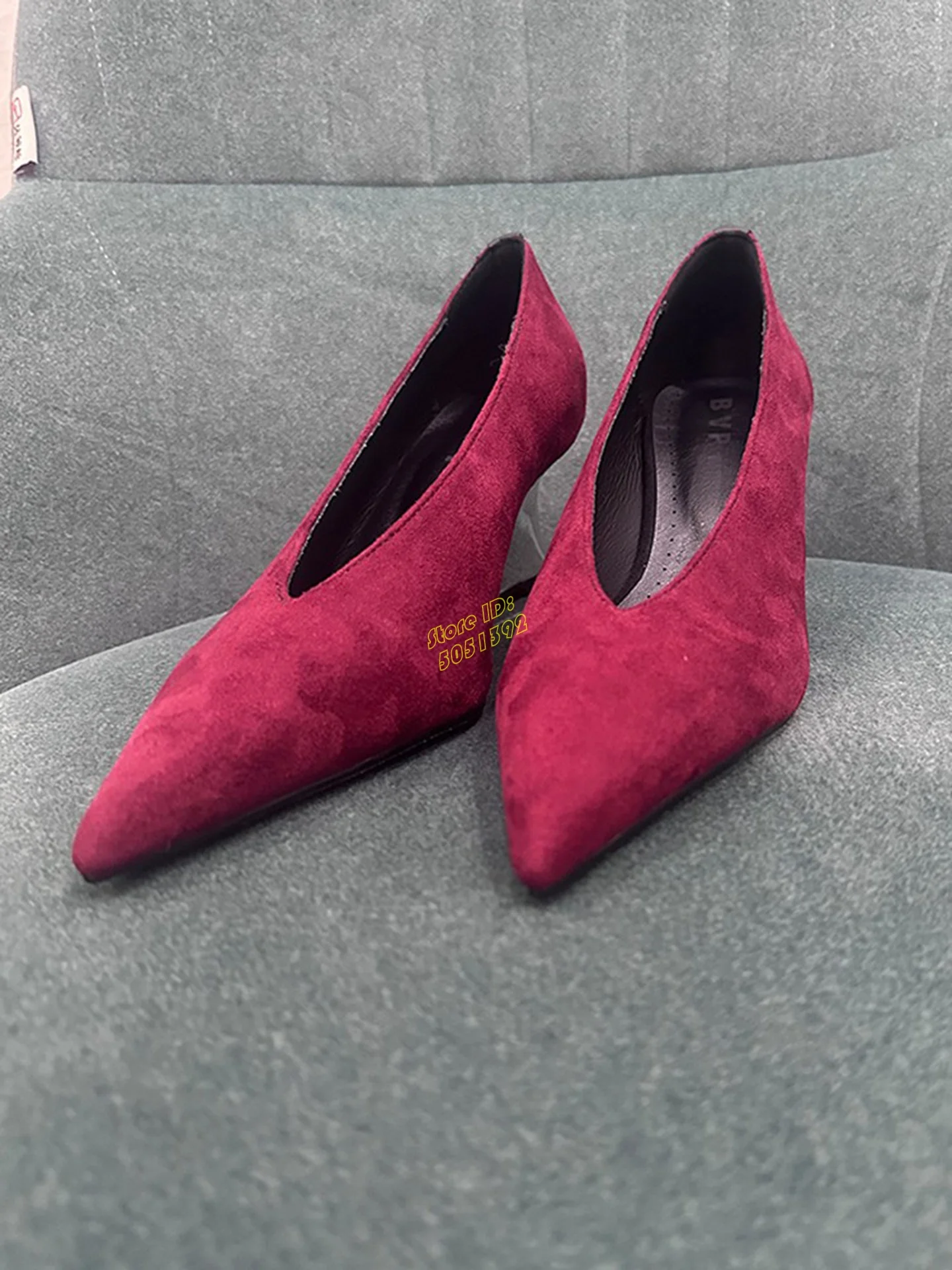 Yellow Suede Slip On Pumps Wed - Women'S Shoes Burgundy recension och pris