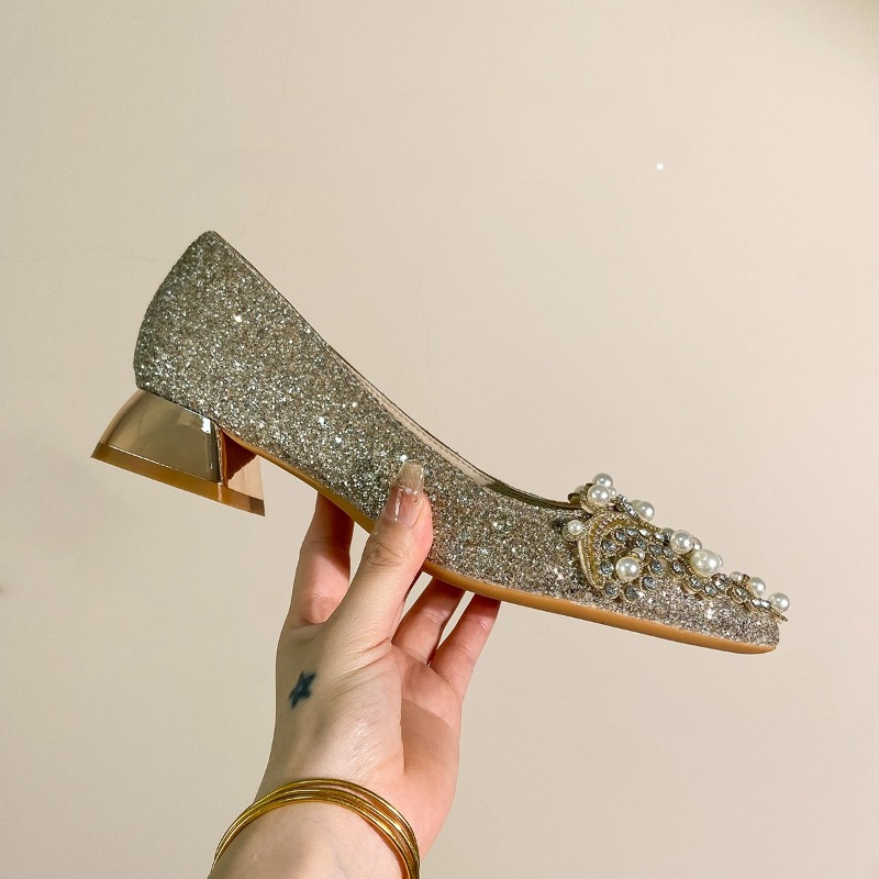 High-end Rhinestone Block Heel - Women'S Shoes Non Slip recension och pris