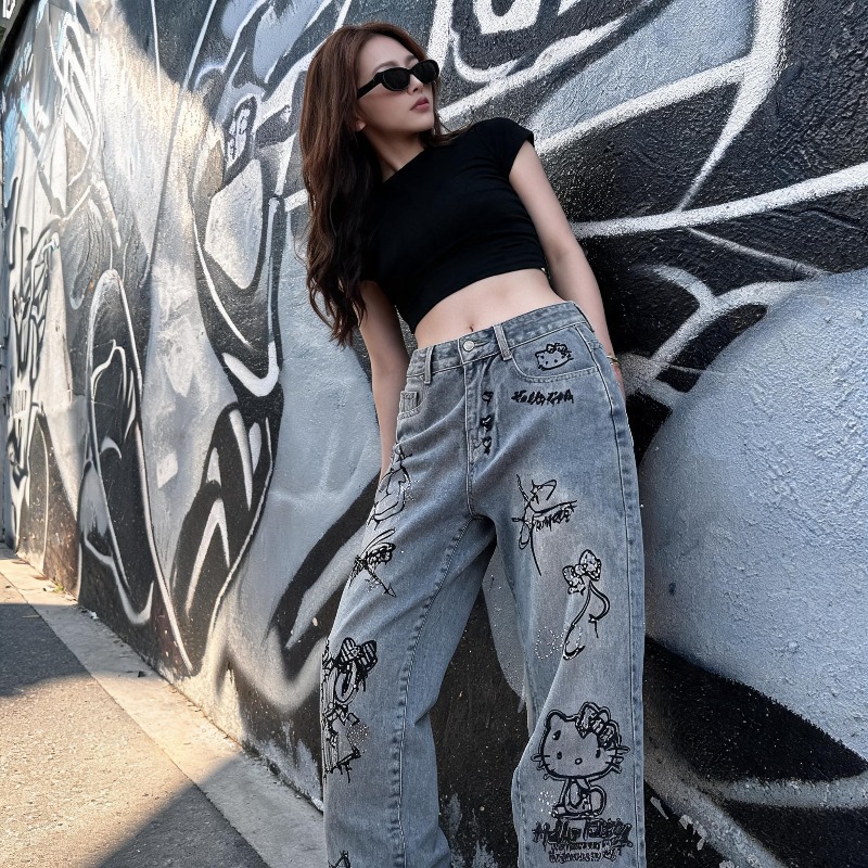 Cute Keiokitty Rhinestone Graf - Women Shoes Jeans recension och pris