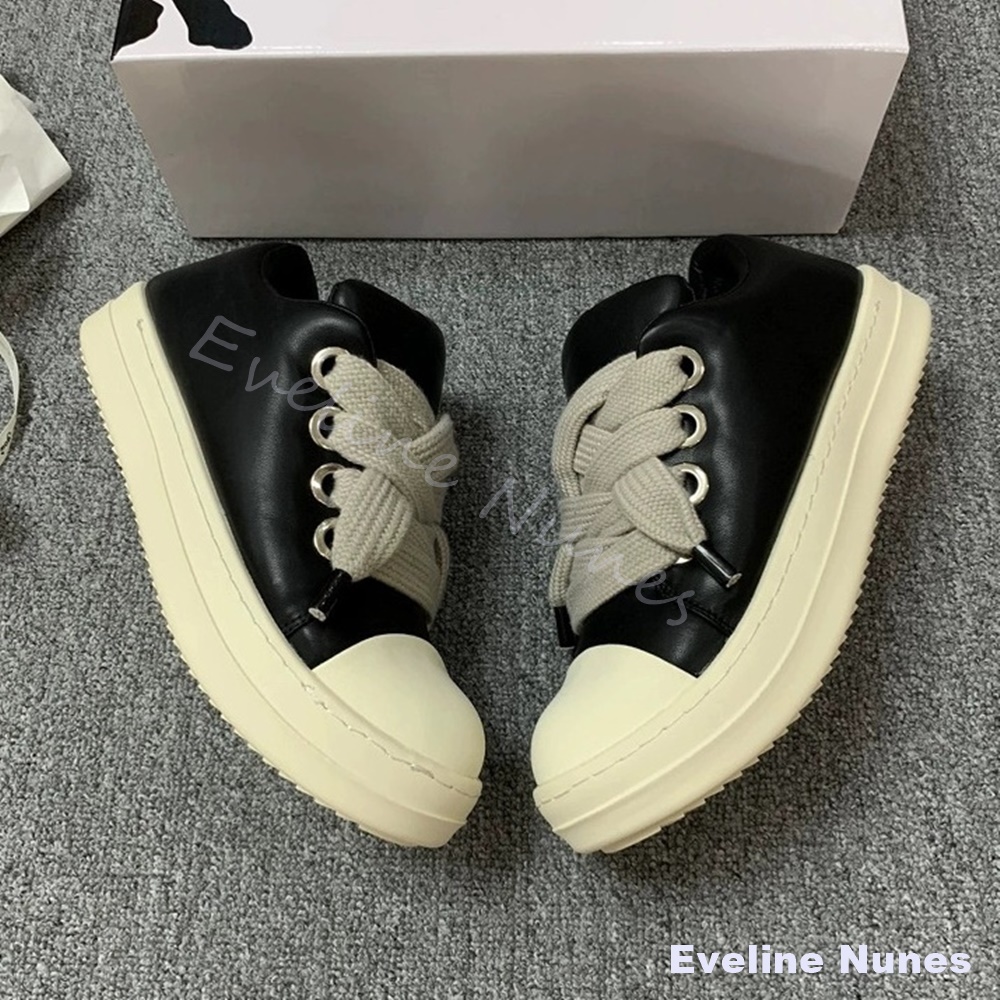 Unisex Black Leather Platform  - Women'S Shoes Y2K recension och pris
