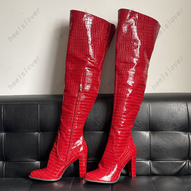 Women Handmade Winter Thigh Bo - Women'S Shoes Burgundy recension och pris