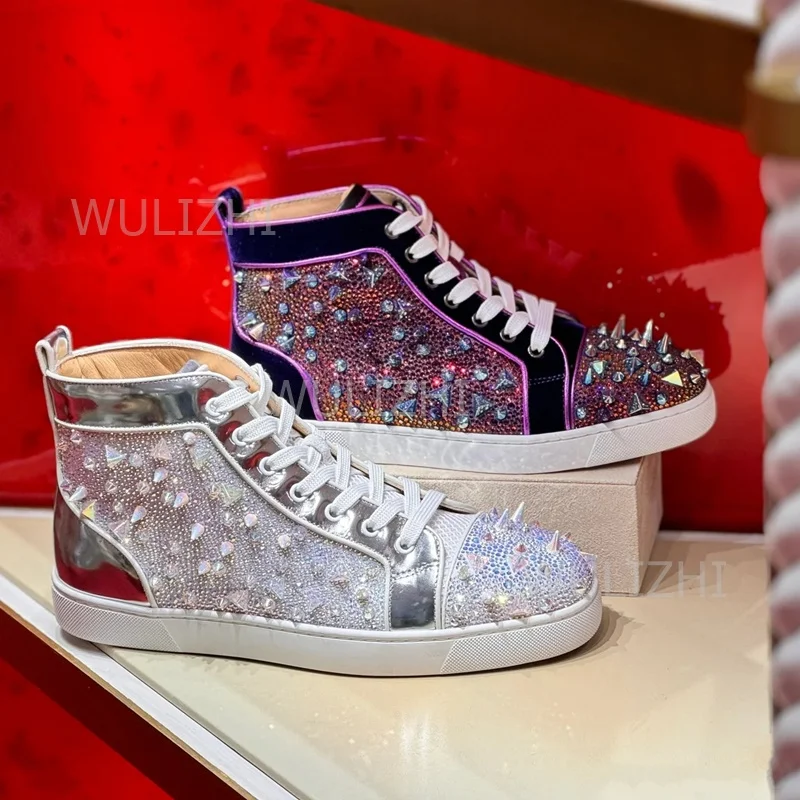 Dark Purple Crystal Rivet Men  - Women'S Shoes Red Bottoms recension och pris