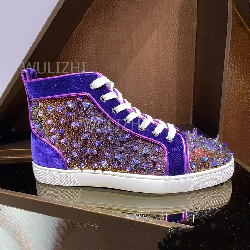 Dark Purple Crystal Rivet Men  - Women'S Shoes Red Bottoms recension och pris