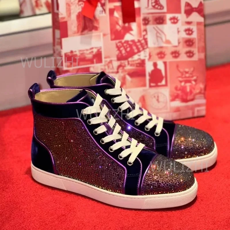 Dark Purple Crystal Rivet Men  - Women'S Shoes Red Bottoms recension och pris