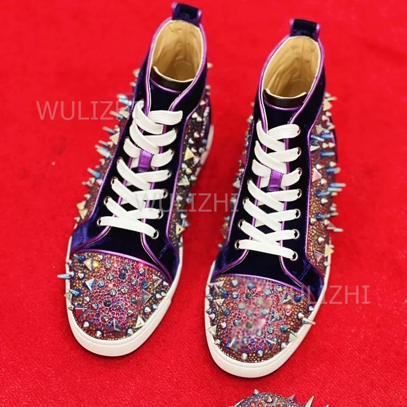 Dark Purple Crystal Rivet Men  - Women'S Shoes Red Bottoms recension och pris