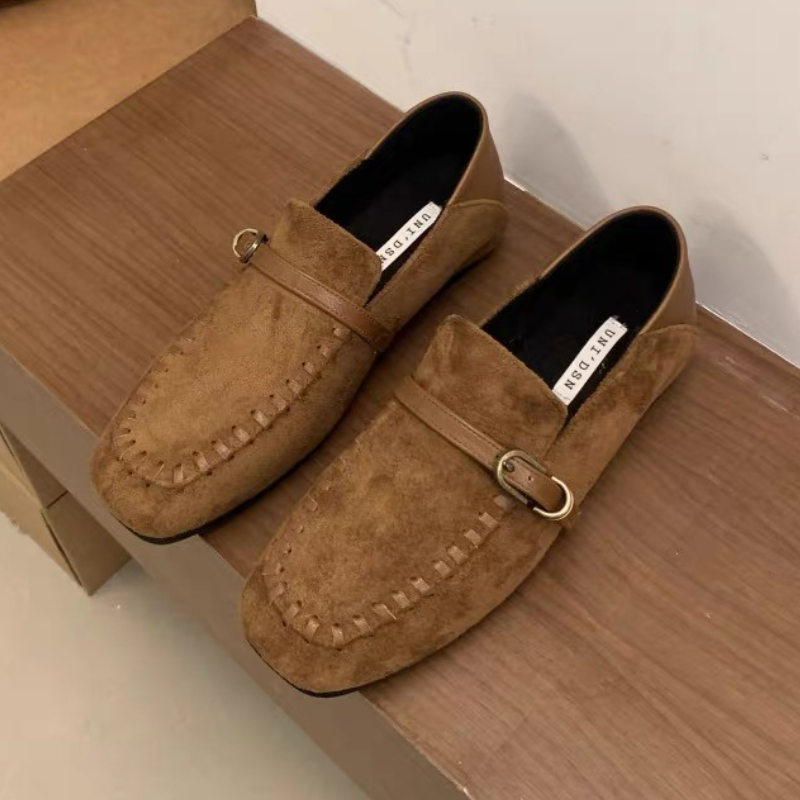 Elegant Suede Square Toe Flat  - Loafer Flat Women recension och pris