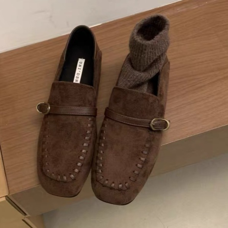 Elegant Suede Square Toe Flat  - Loafer Flat Women recension och pris