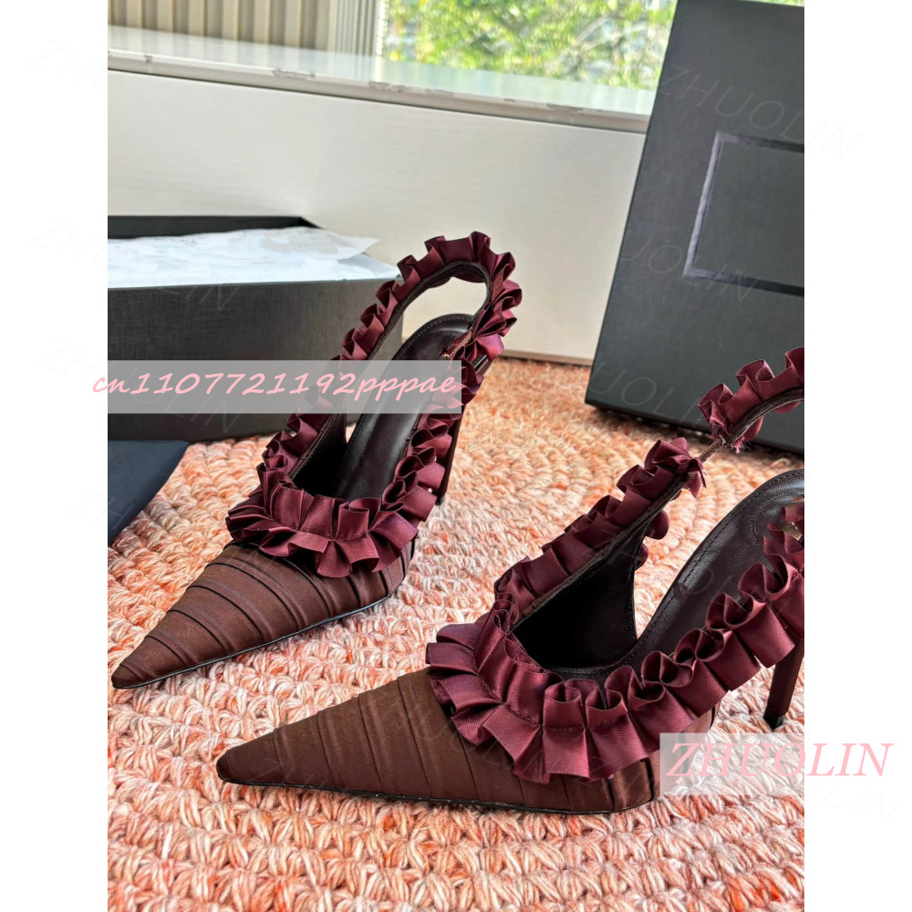 Slingback Heels Burgundy Pleat - Women'S Shoes Burgundy recension och pris