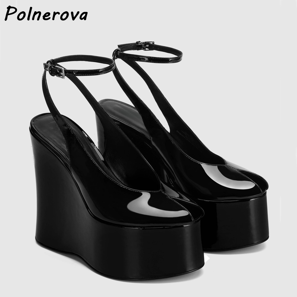 Patent Leather Wedge Platform  - Women'S Shoes Y2K recension och pris